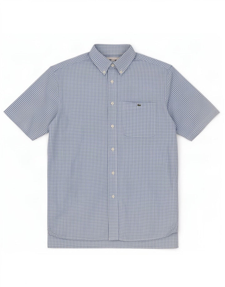Camicia a maniche corte da uomo Lacoste taglia 38 mediume cotone a quadretti blu