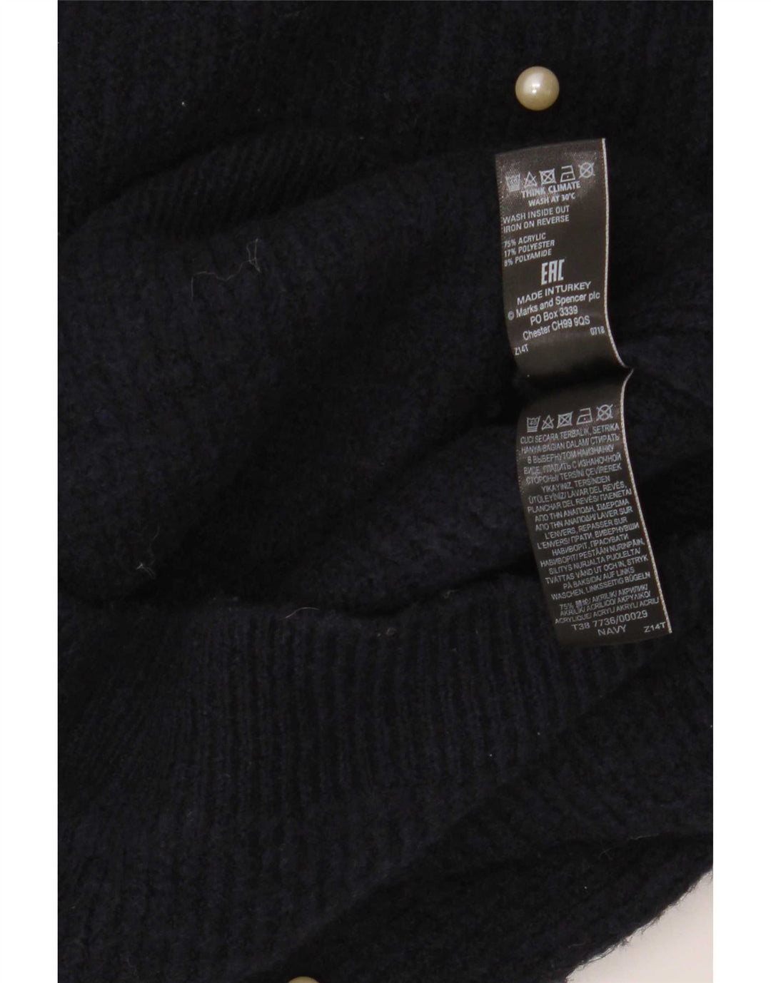 Maglione maglione con scollo a barca da donna Marks & Spencer UK 8 piccolo blu navy
