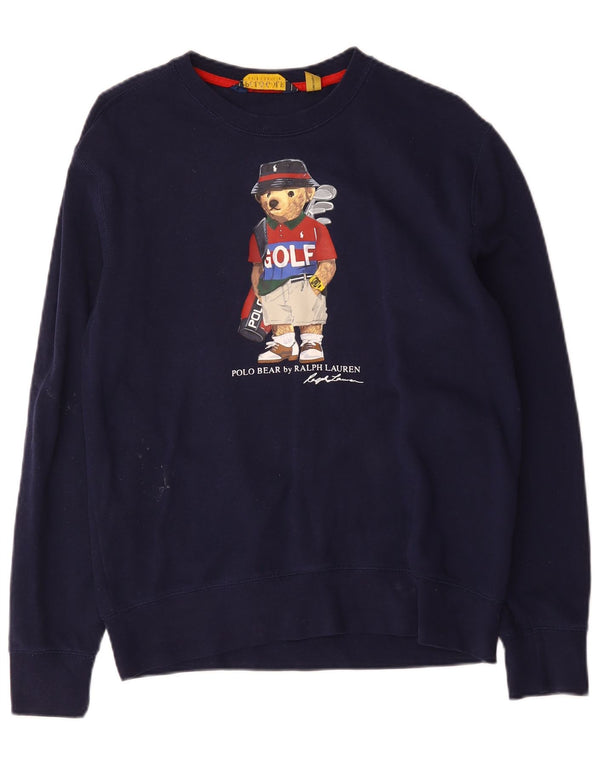 Polo Ralph Lauren Felpa grafica da uomo Maglione medio in cotone blu navy