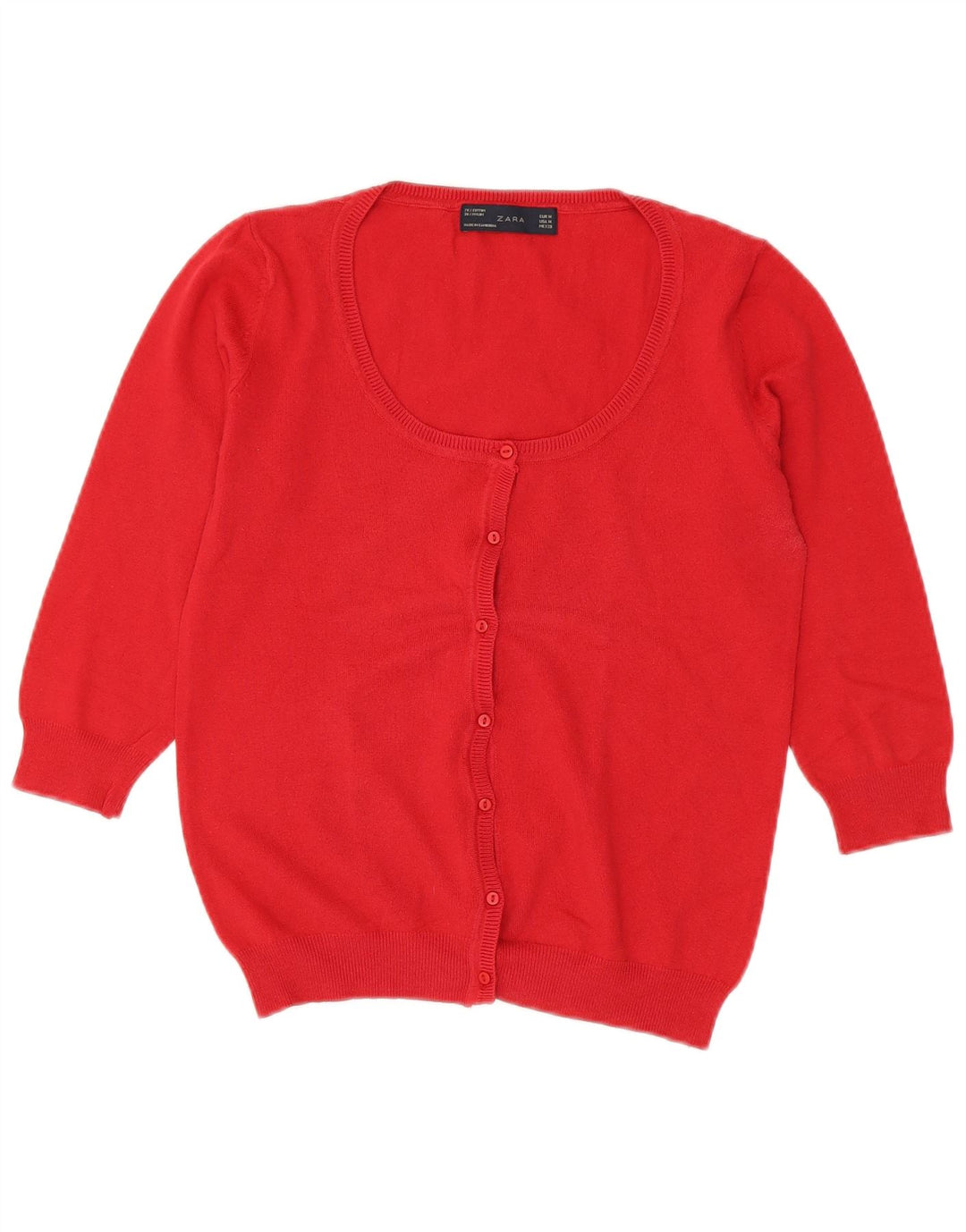 Maglione cardigan con maniche a 3/4 da donna Zara UK 12 rosso medio