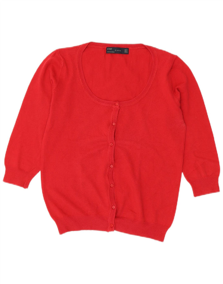 Maglione cardigan con maniche a 3/4 da donna Zara UK 12 rosso medio
