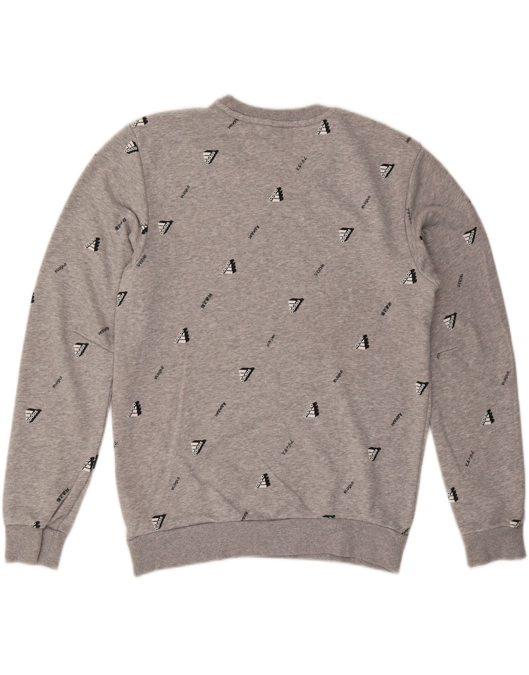 Felpa grafica da uomo ADIDAS, maglione, cotone grigio medio