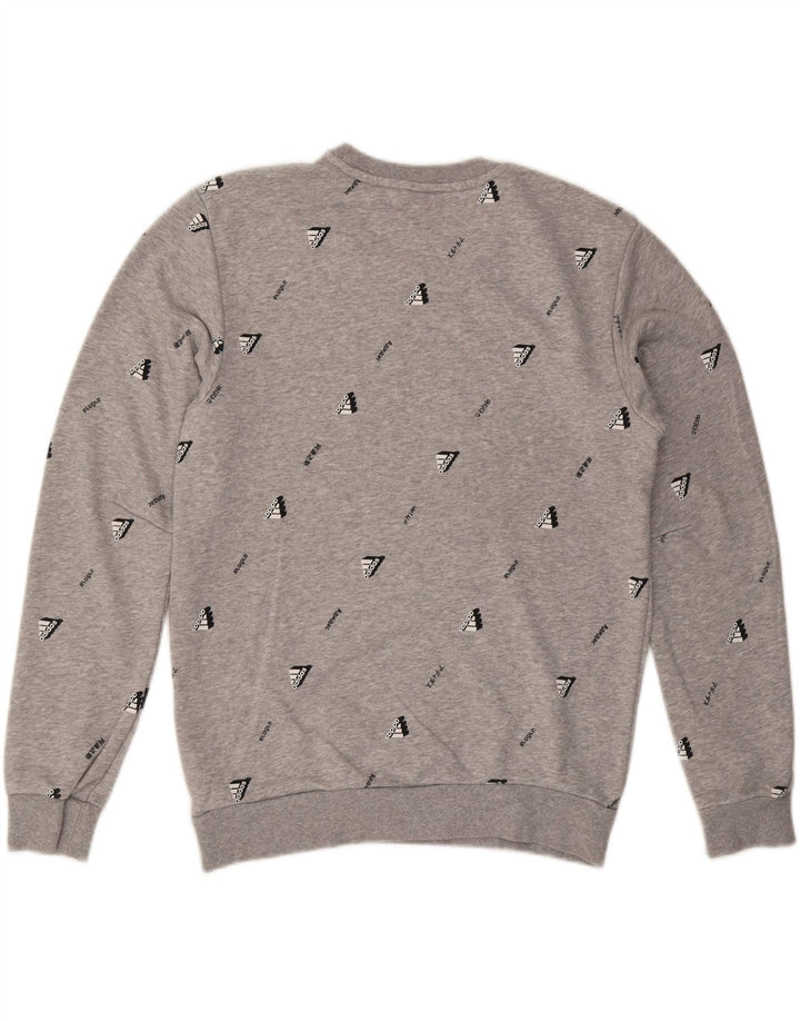 Felpa grafica da uomo ADIDAS, maglione, cotone grigio medio