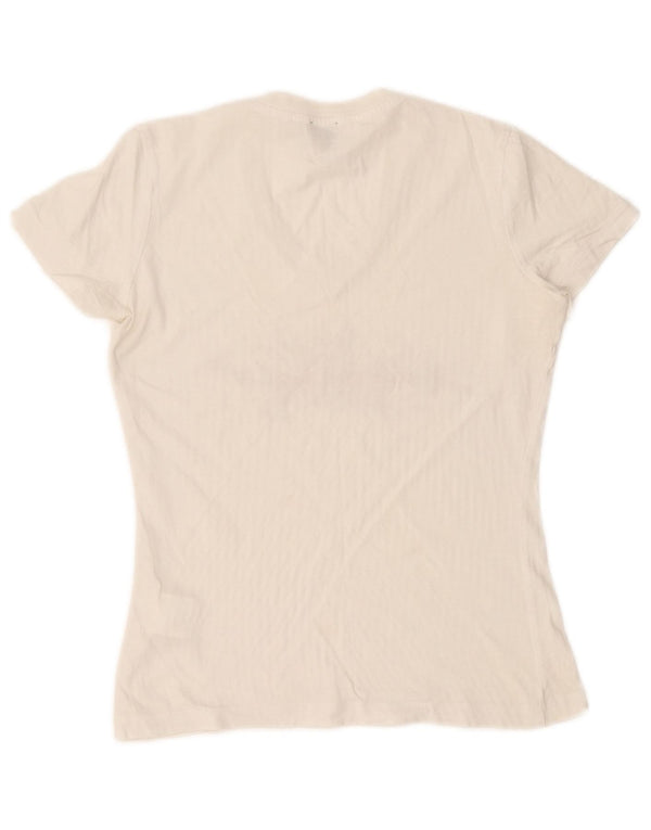 Calvin Klein Jeans T-shirt grafica da donna Top UK 10 Small Cotone bianco