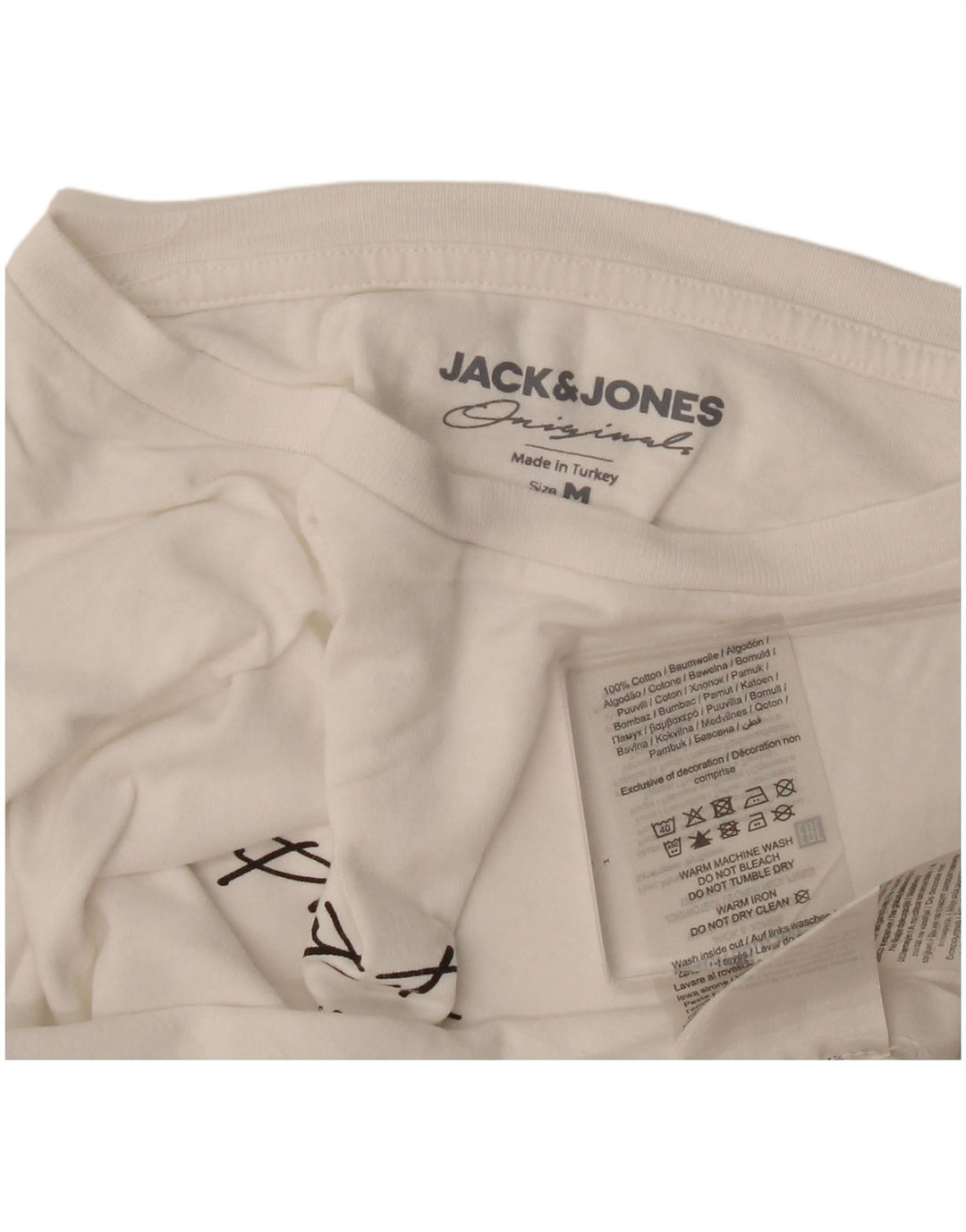 Jack & Jones Top grafico da uomo a maniche lunghe in cotone bianco medio
