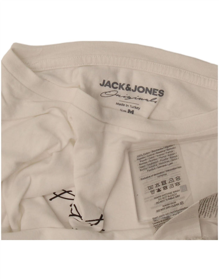 Jack & Jones Top grafico da uomo a maniche lunghe in cotone bianco medio