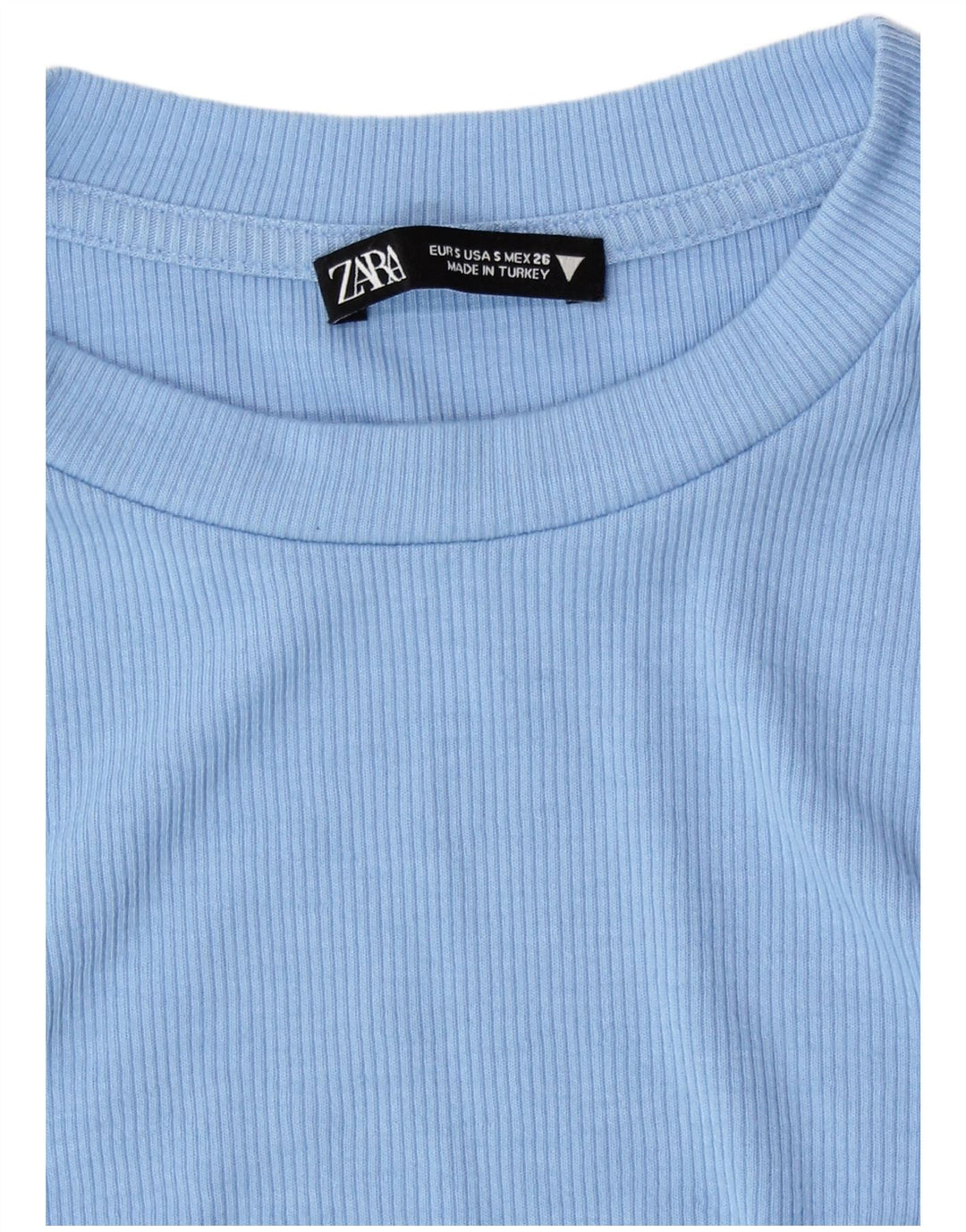 Camicetta corta a maniche lunghe da donna Zara UK 8 piccola blu poliestere