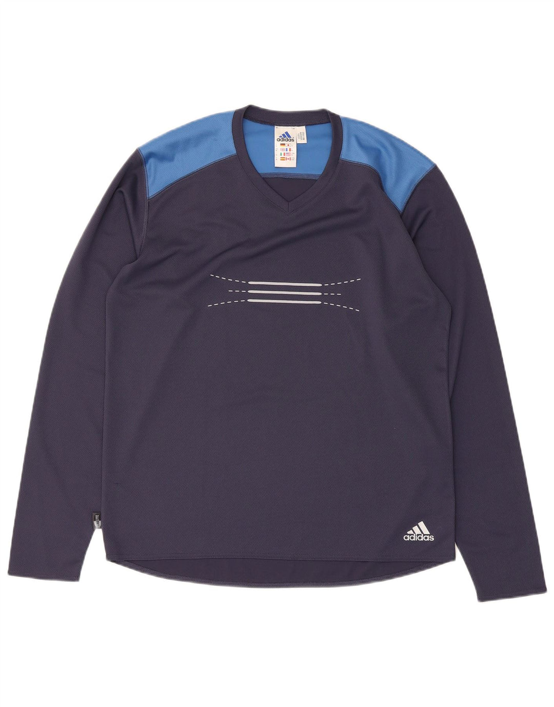 Adidas Uomo Climalite Graphic Top Manica lunga Colore blu navy medio