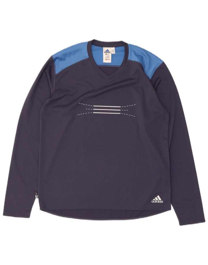 Adidas Uomo Climalite Graphic Top Manica lunga Colore blu navy medio
