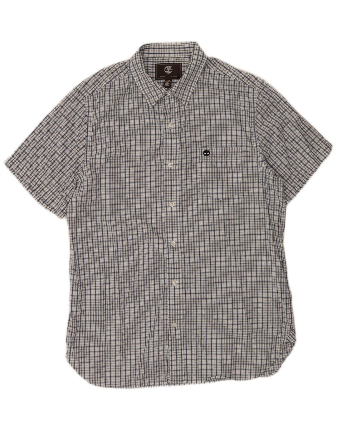 TIMBERLAND Camicia da uomo a maniche corte con vestibilità regolare, motivo a quadri blu navy medio