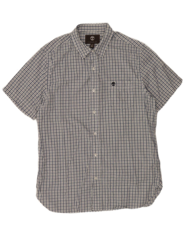 TIMBERLAND Mens Short Sleeve Regular Fit Shirt Medium Navy Blue Check