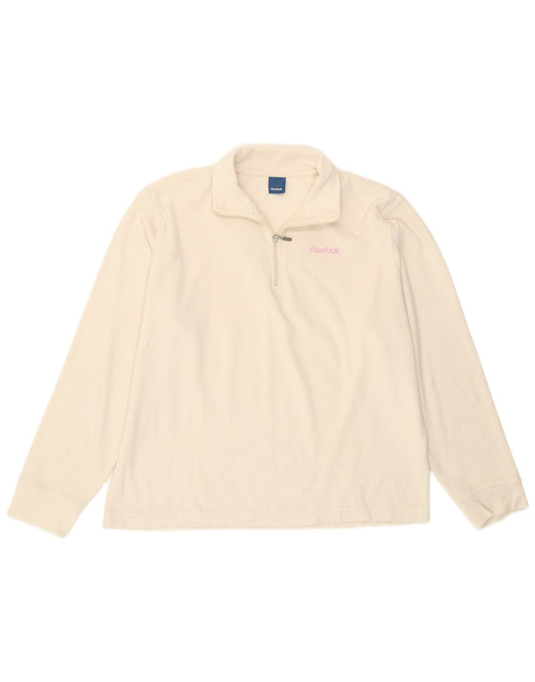 Maglione in pile Reebok da donna con collo a zip UK 18 XL poliestere bianco