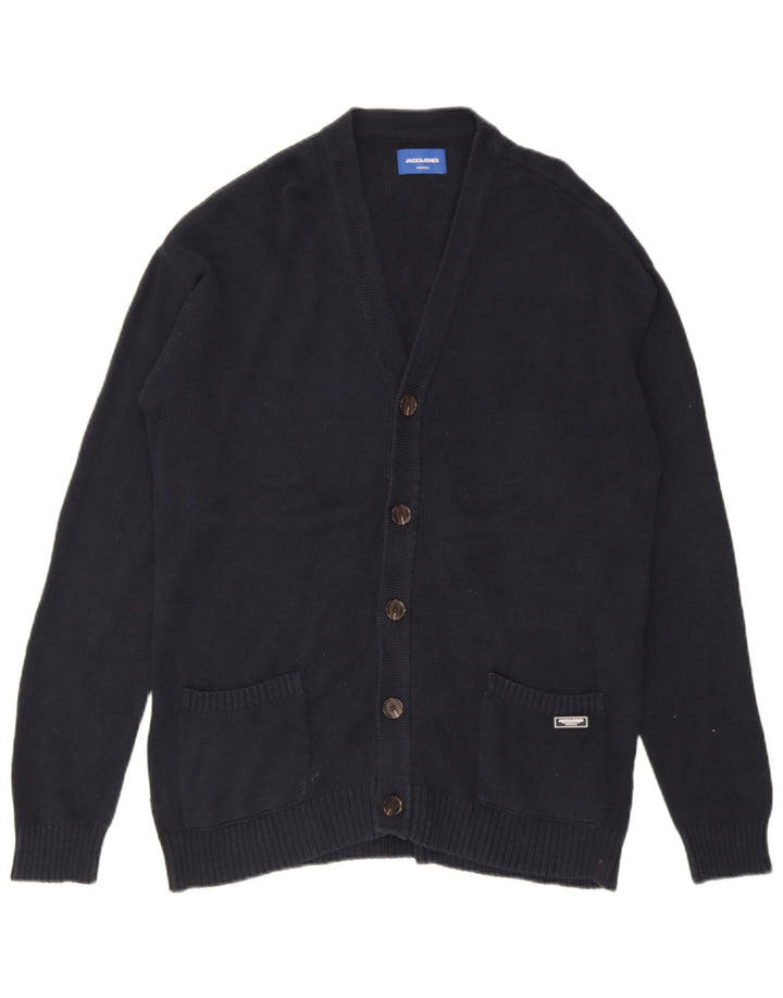 Maglione cardigan da uomo Jack & Jones grande cotone blu navy