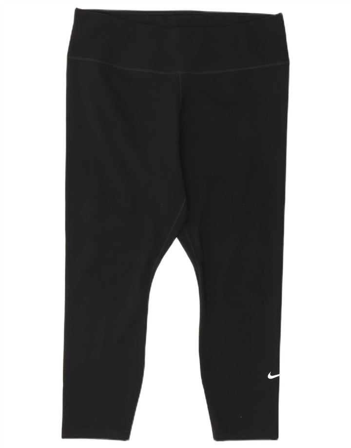 Leggings Capri Dri Fit da donna NIKE UK 14 Large Nero Poliestere