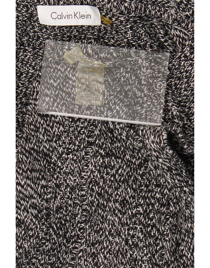 CALVIN KLEIN Maglione maglione a collo alto da donna UK 14 Grande grigio screziato