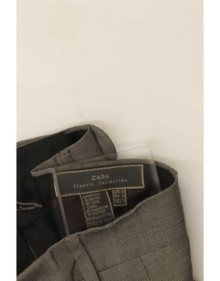 Pantaloni da abito con pegging da uomo Zara EU 40 medi W31 L30 Rayon a quadri grigio