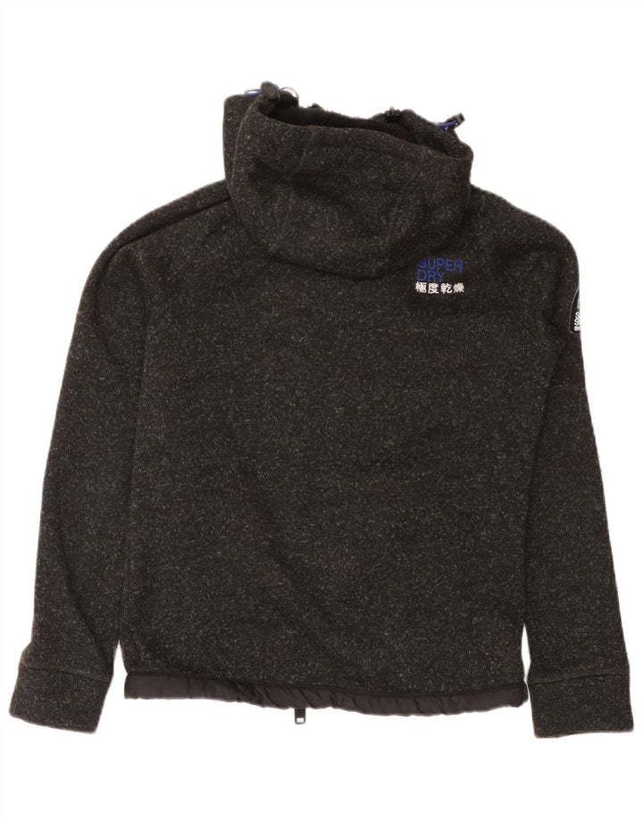 Maglione con cappuccio e zip da uomo Superdry piccolo poliestere chiazzato grigio