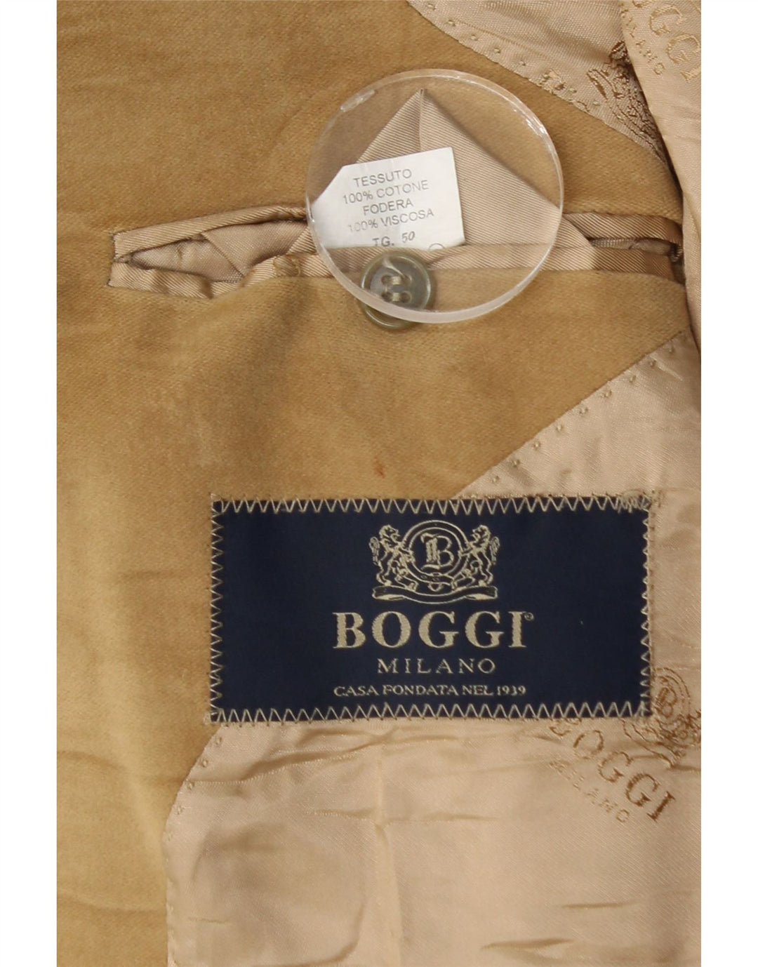 Giacca Blazer da Uomo a 3 Bottoni Boggi IT 50 Large in Cotone Beige