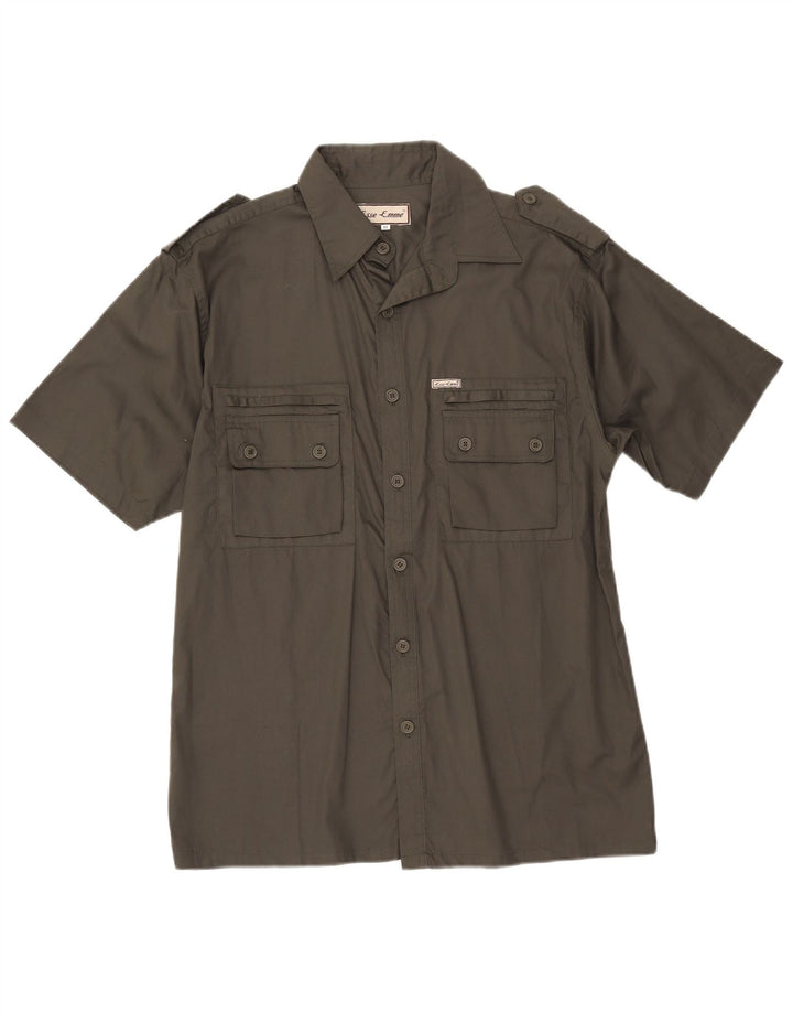 ESSE EMME Camicia militare a maniche corte da uomo in cotone kaki medio