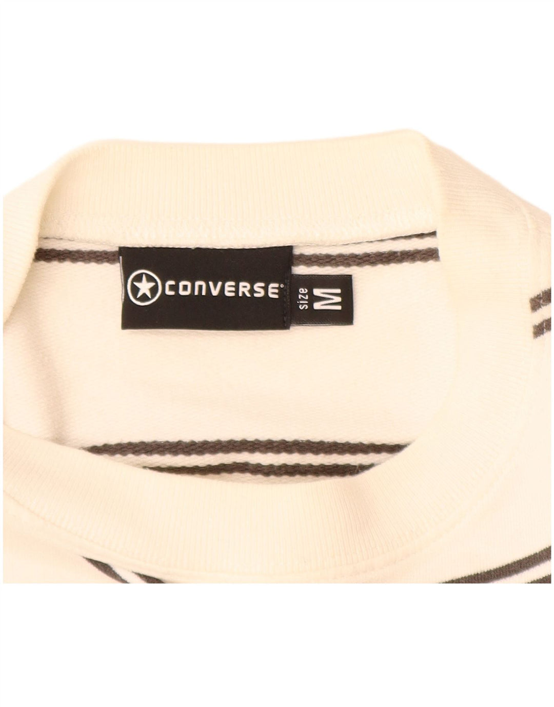 CONVERSE Felpa grafica da uomo Maglione cotone a righe bianco sporco medio