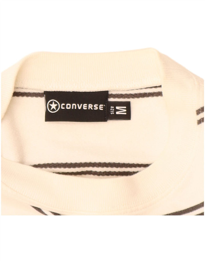 CONVERSE Felpa grafica da uomo Maglione cotone a righe bianco sporco medio