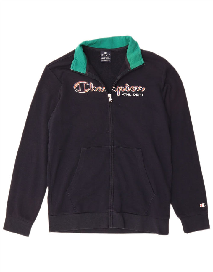 Giacca da tuta grafica Champion da ragazzo 13-14 anni XL in cotone blu navy