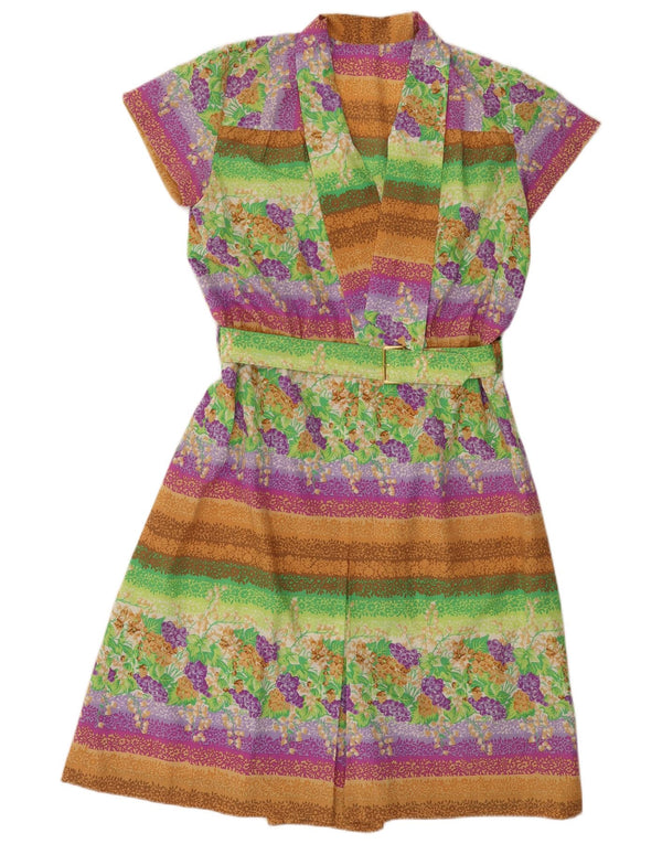 Abito a trapezio da donna vintage UK 16 Grande floreale multicolore