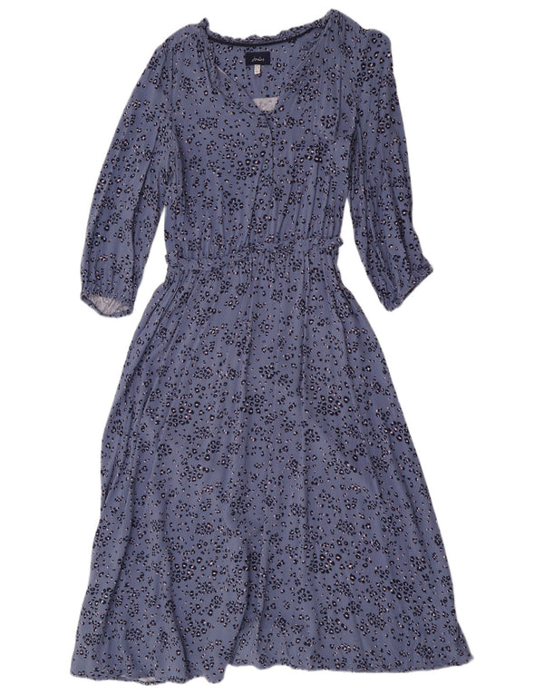 Joules Abito lungo da donna con maniche a 3/4 UK 10 Viscosa con stampa animalier blu piccola