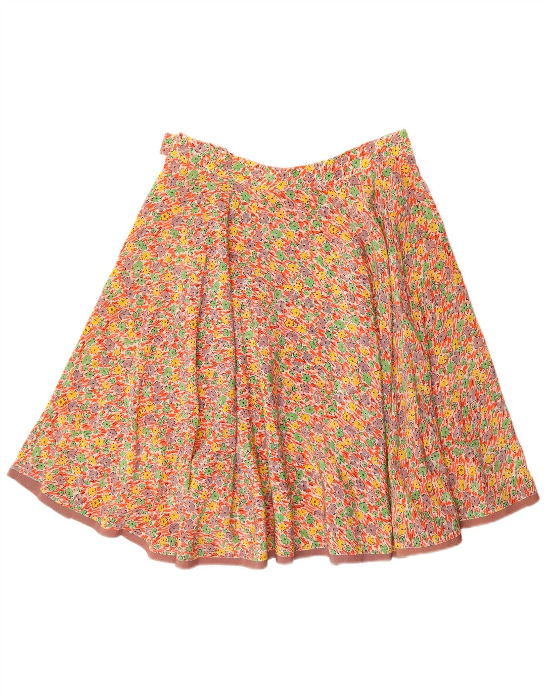 Gonna a trapezio da donna VINTAGE W32 grande floreale multicolore