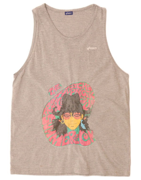 Canotta grafica ASICS per ragazze 15-16 anni XL grigio screziato