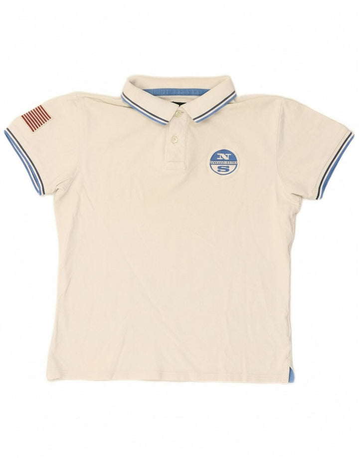NORTH SAILS Mens Polo Shirt Medium White Cotton
