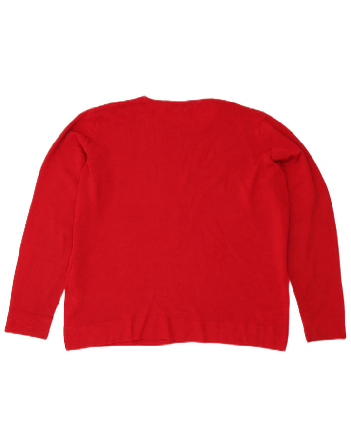 Maglione maglione con scollo a barca da donna Marks & Spencer UK 16 grande lana rossa