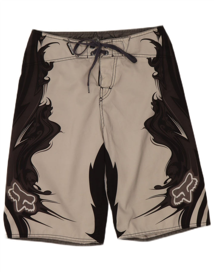 Pantaloncini da bagno grafici da uomo Fox in poliestere color block grigio medio