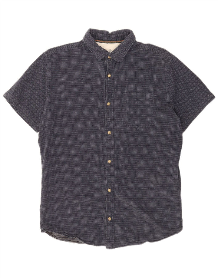 Camicia a maniche corte da uomo Jack & Jones grande in cotone maculato blu navy
