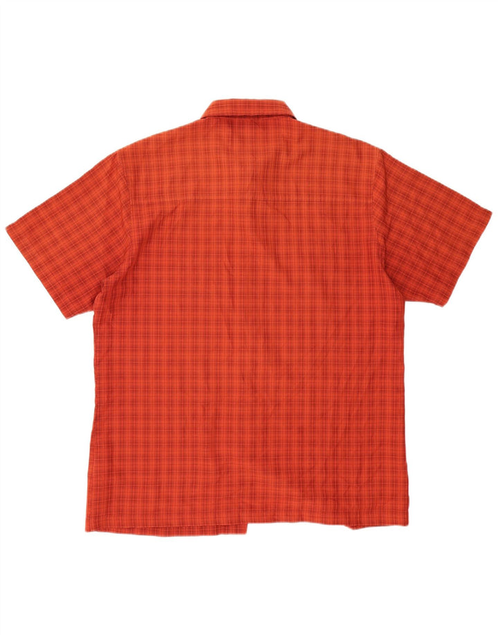 JACK WOLFSKIN Camicia a maniche corte da uomo UK 40/42 Poliestere a quadri rossi grandi