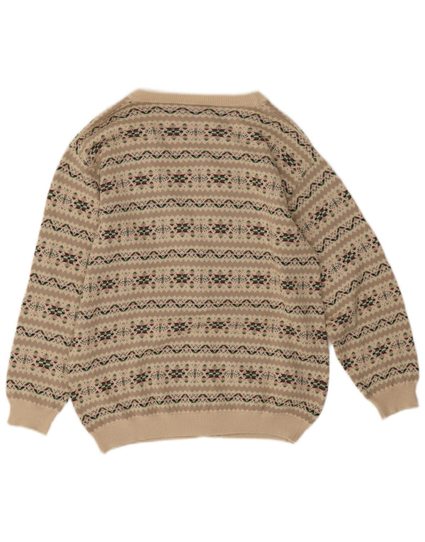 Maglione cardigan da donna vintage UK 14 Grigio medio Fair Isle