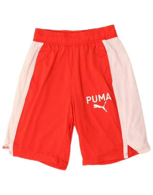 Pantaloncini sportivi grafici PUMA da uomo piccoli in poliestere color block rosso