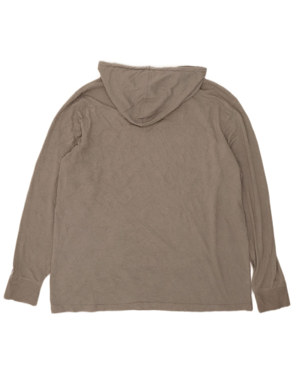 Top grafico da uomo con cappuccio Champion a maniche lunghe grigio medio