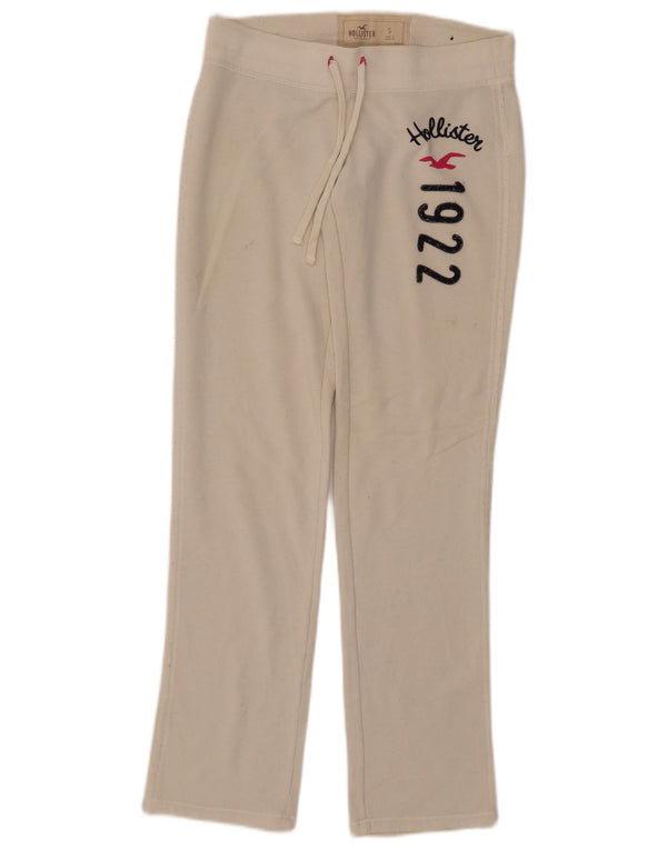 Pantaloni da tuta con grafica Hollister da donna UK 10 Small Beige Cotton