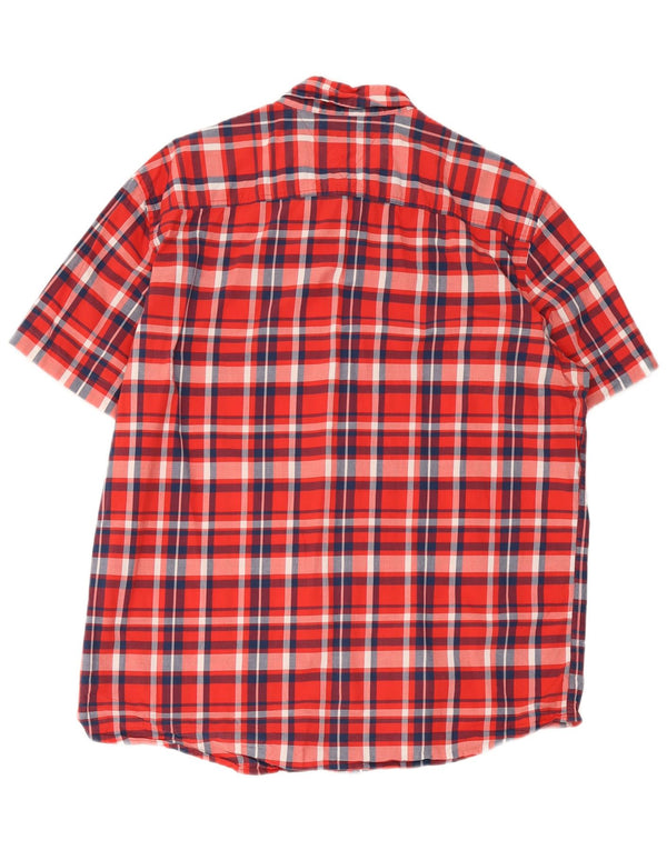 Camicia da uomo a maniche corte classica Tommy Hilfiger XL in cotone a quadri rossi