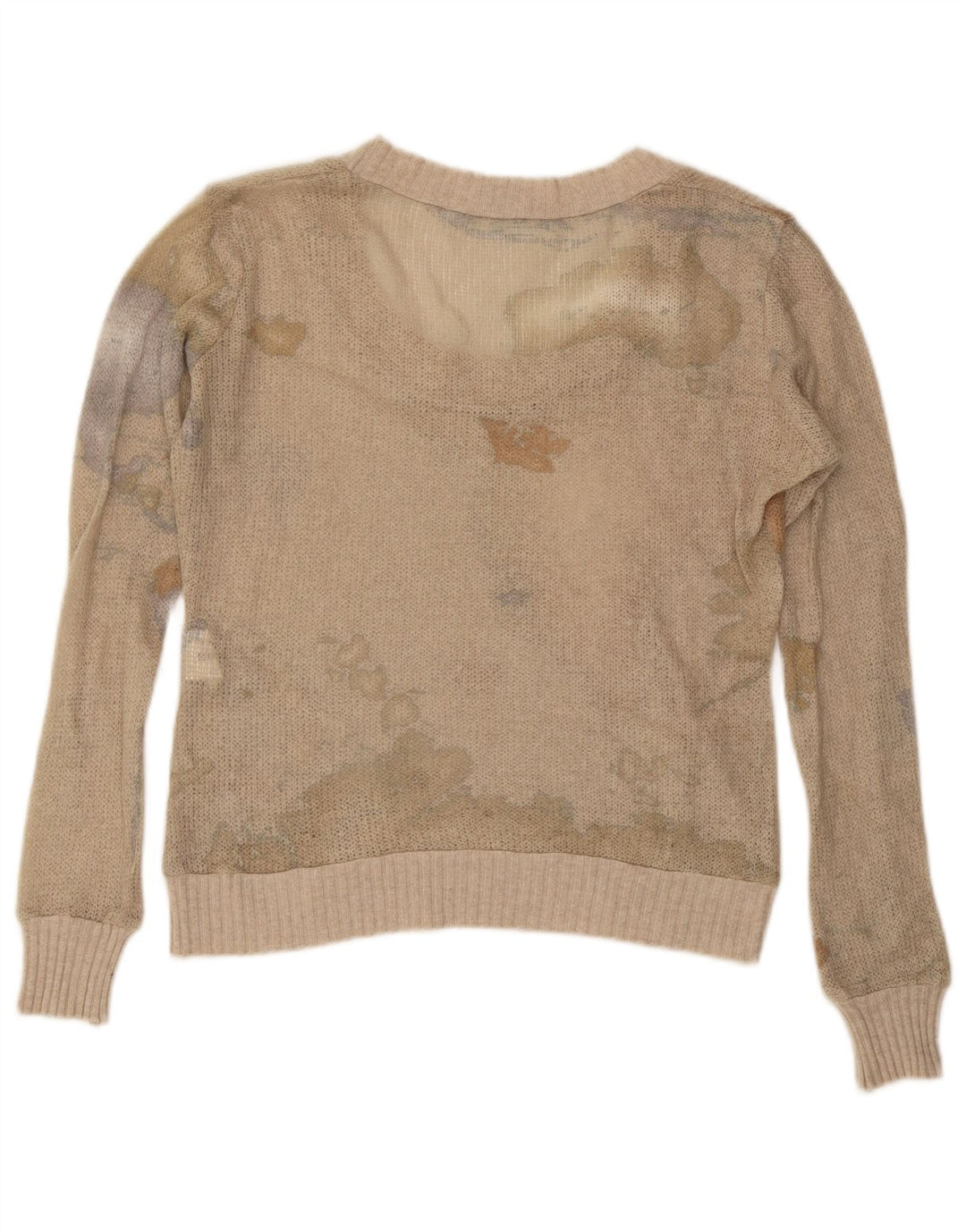 ALVIERO MARTINI Maglione da donna con scollo a barca UK 14 Beige medio