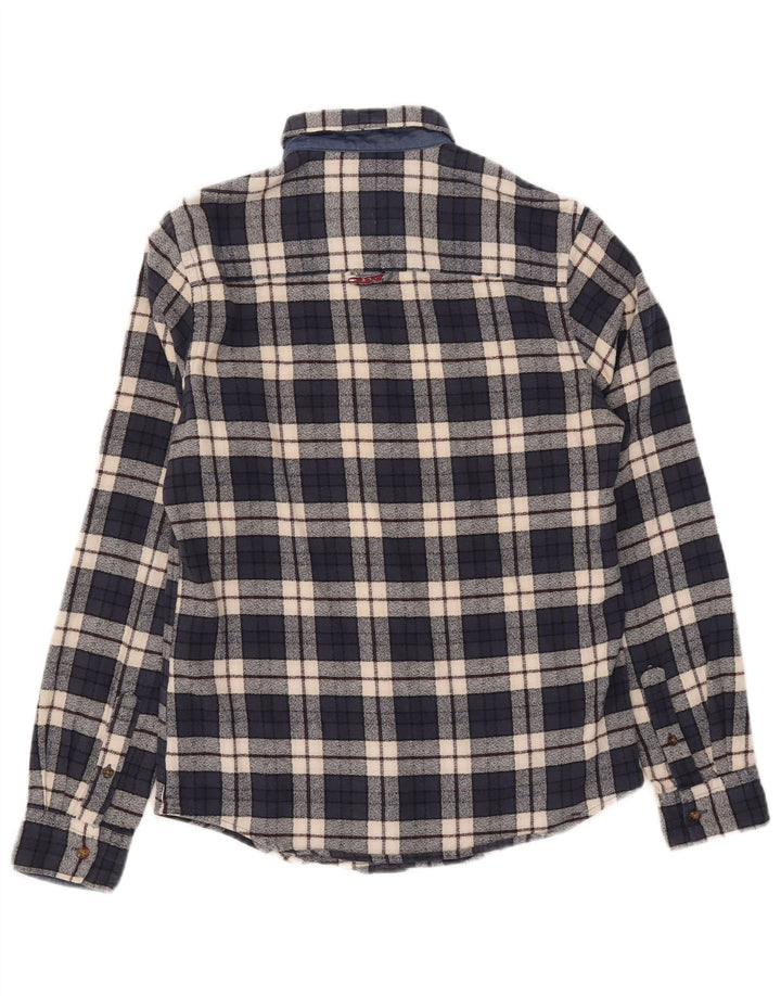 Crew Clothing Camicia da uomo in flanella piccola in cotone a quadri blu navy