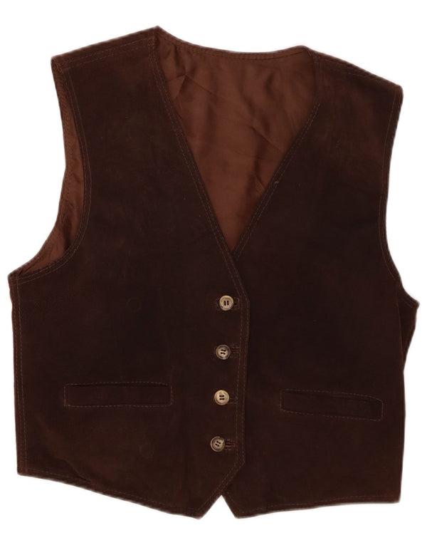 Vintage Womens Suede Waistcoat IT 46 Large Brown