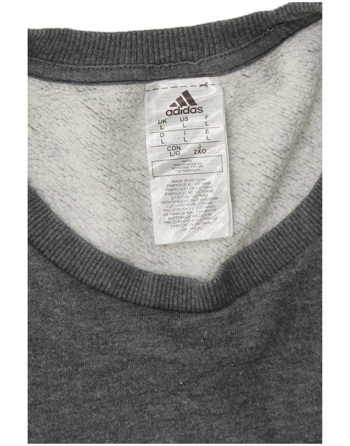 ADIDAS Mens Sweatshirt Jumper Large Grey Cotton