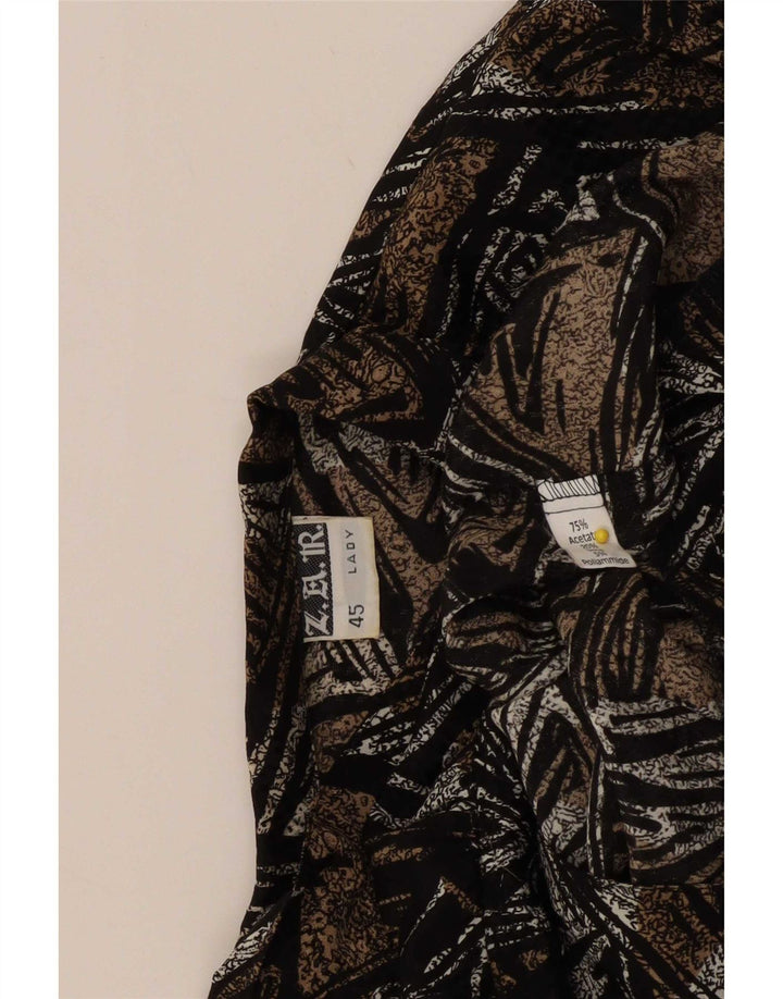 Camicia camicia vintage da donna IT 45 Acetato geometrico marrone medio