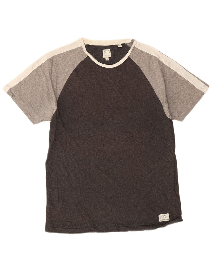 T-shirt da uomo Jack Wills Top in cotone color block medio nero