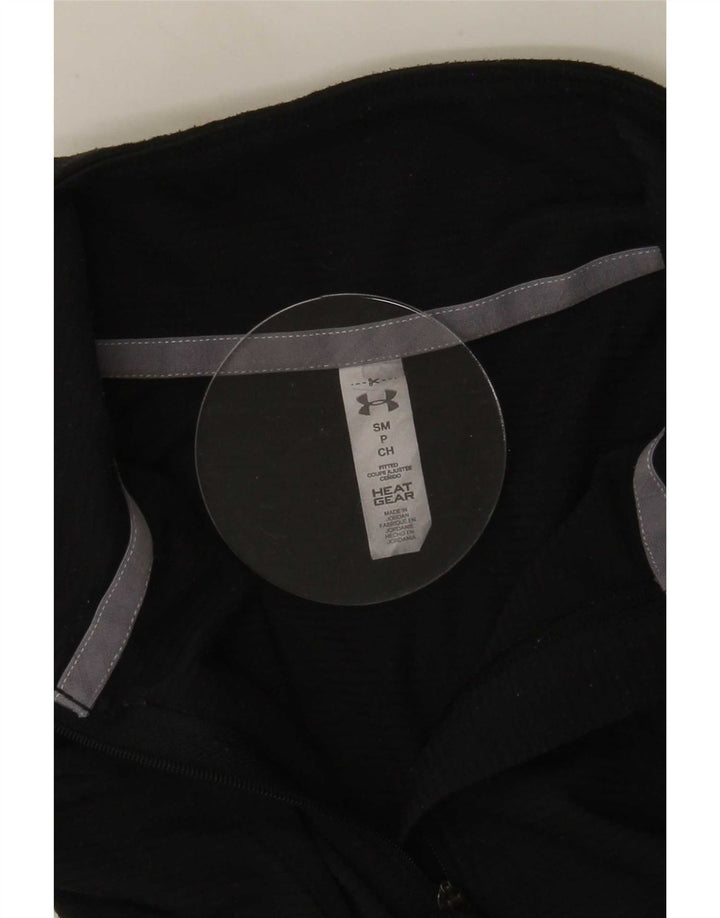 Under Armour Uomo Heat Gear Zip Collo Top Manica Lunga Piccolo Nero
