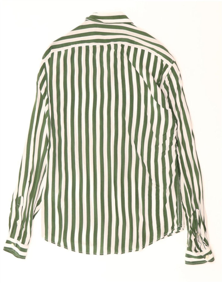 Camicia ZARA Uomo Slim Fit Piccola Rigata Verde in Viscosa