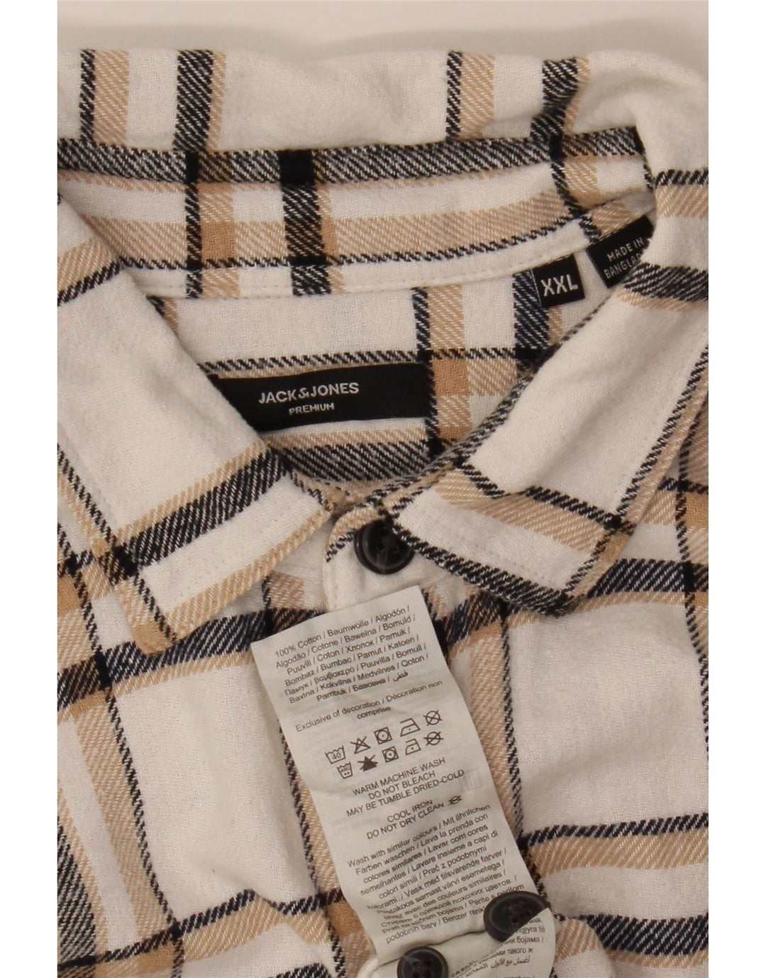 Camicia in flanella da uomo Jack & Jones 2XL cotone a quadri bianchi