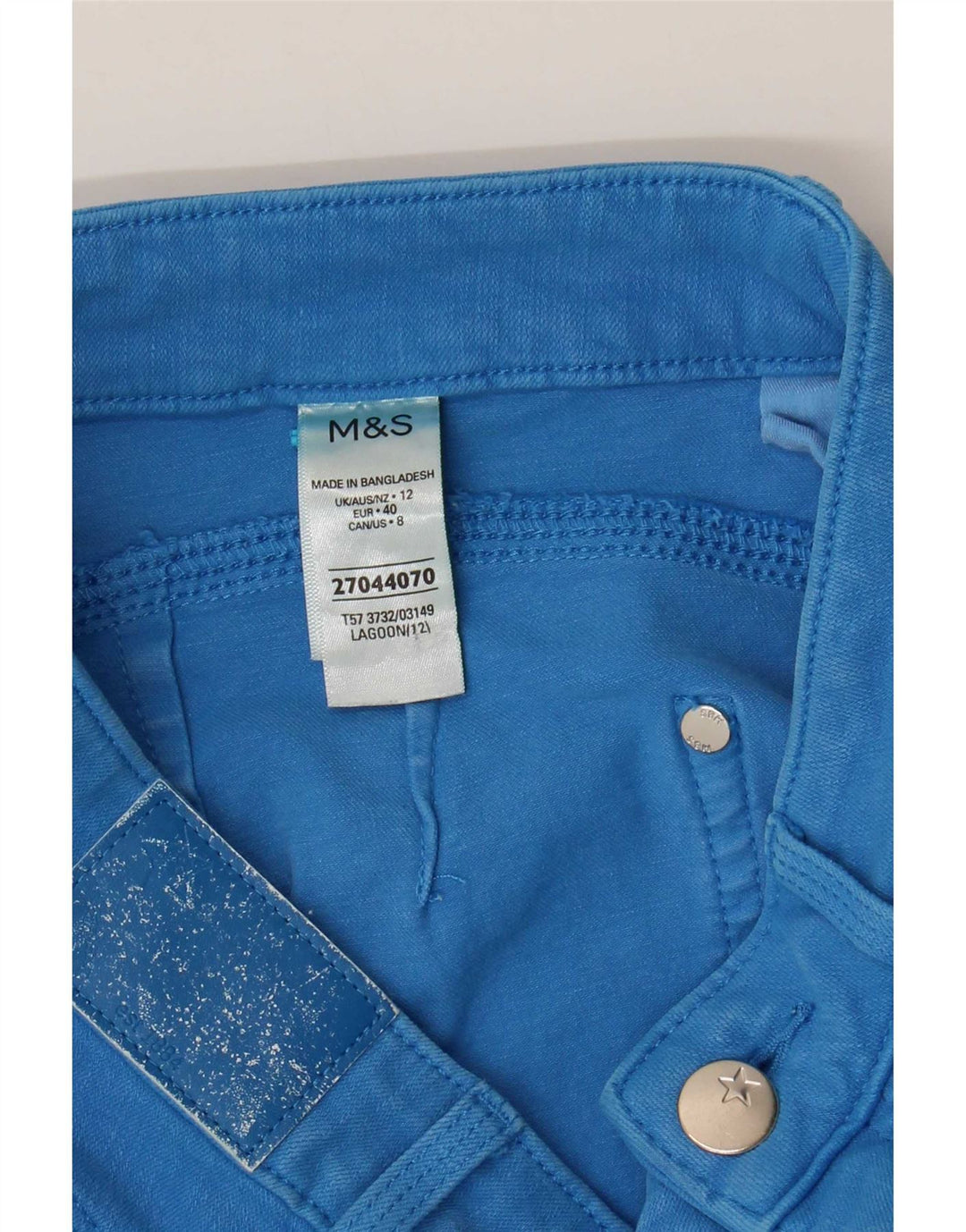 Bermuda in denim da donna Marks & Spencer UK 12 medio W28 cotone blu